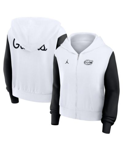 Женская толстовка Jordan White Florida Gators Cropped Athletic Prep Color Block Script Full-Zip