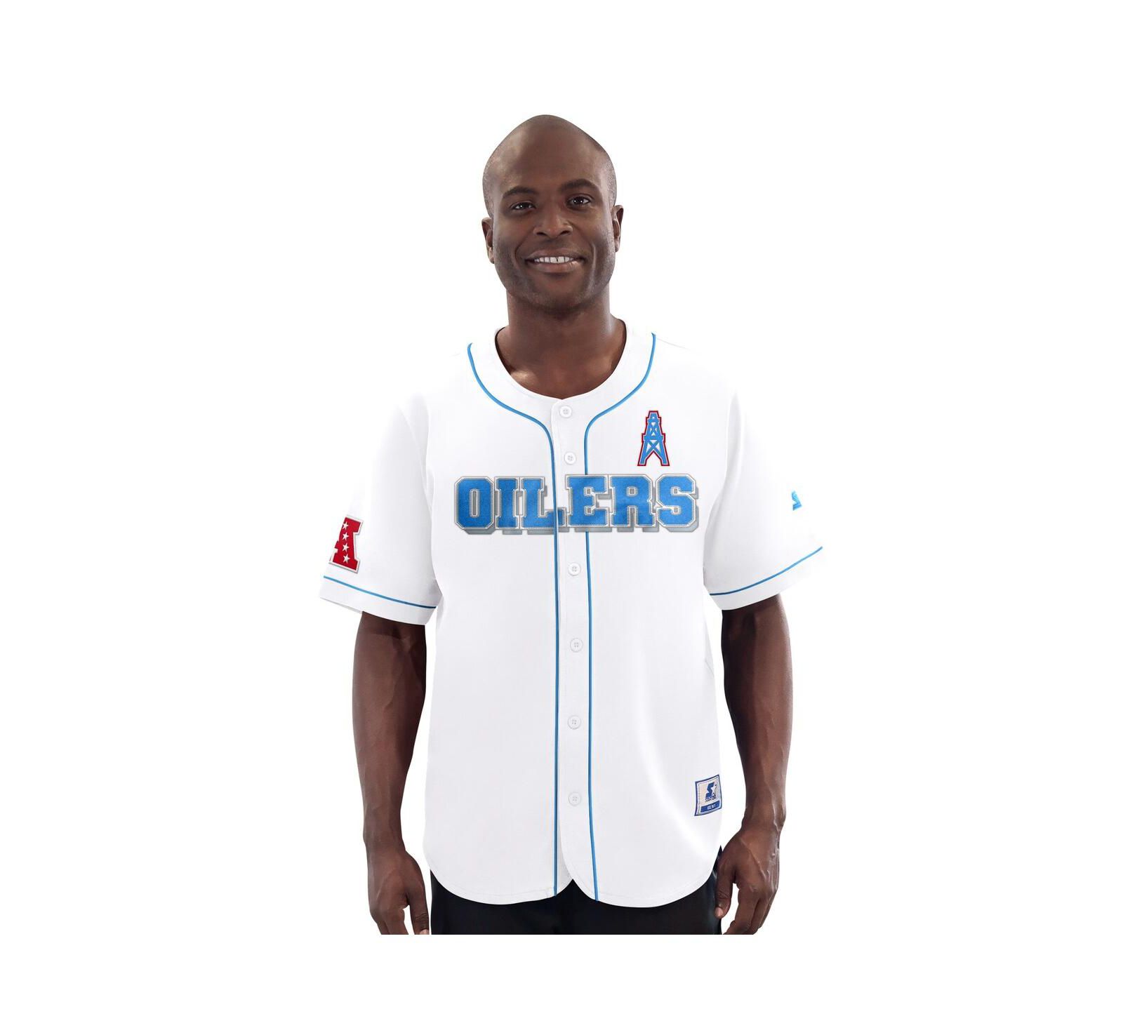 Мужская бейсбольная джерси Starter White Houston Oilers Relay Vintage Full-Button