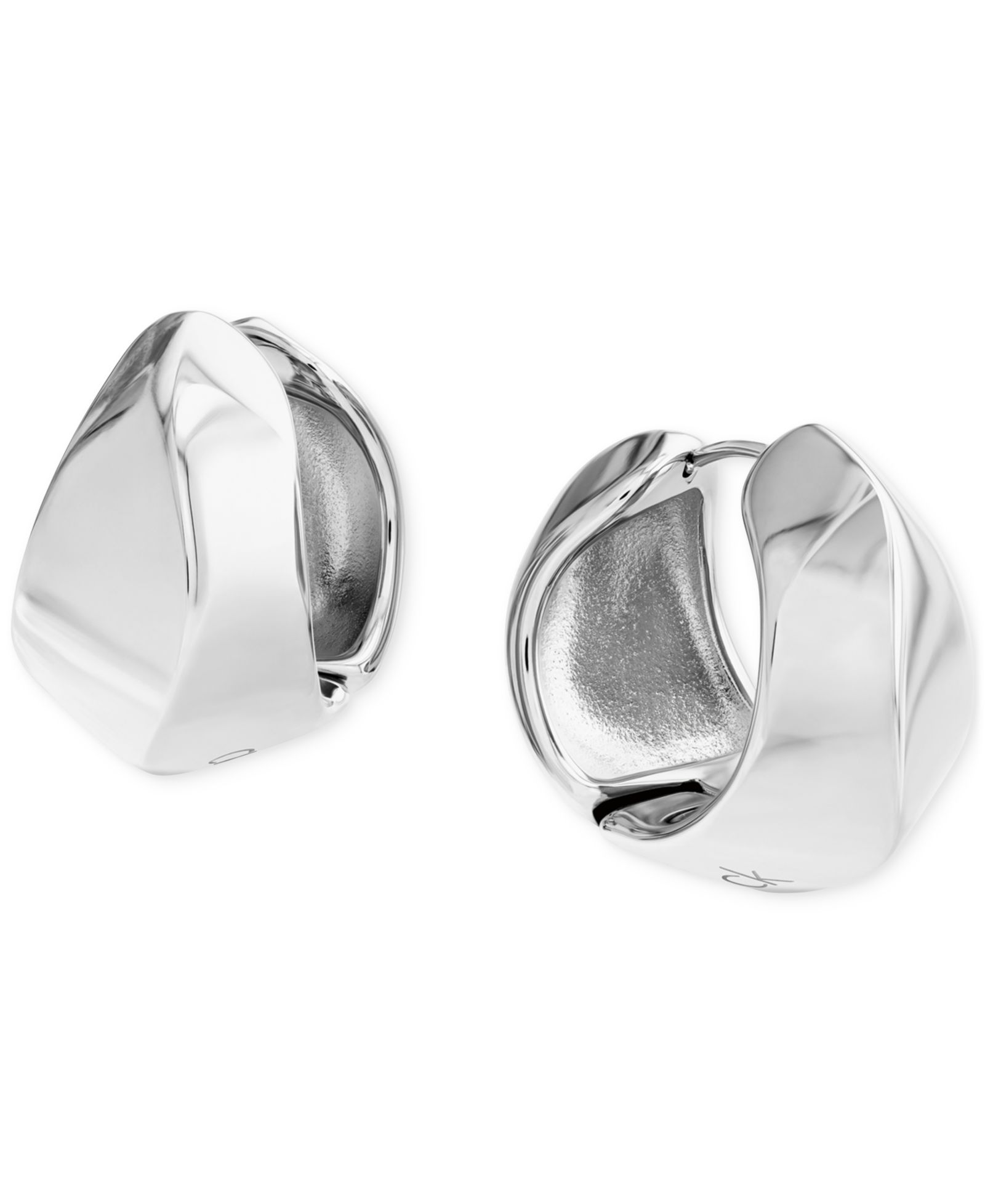 Calvin Klein Серьги-кольца со скульптурным рельефом и маленьким логотипом, 0.91"