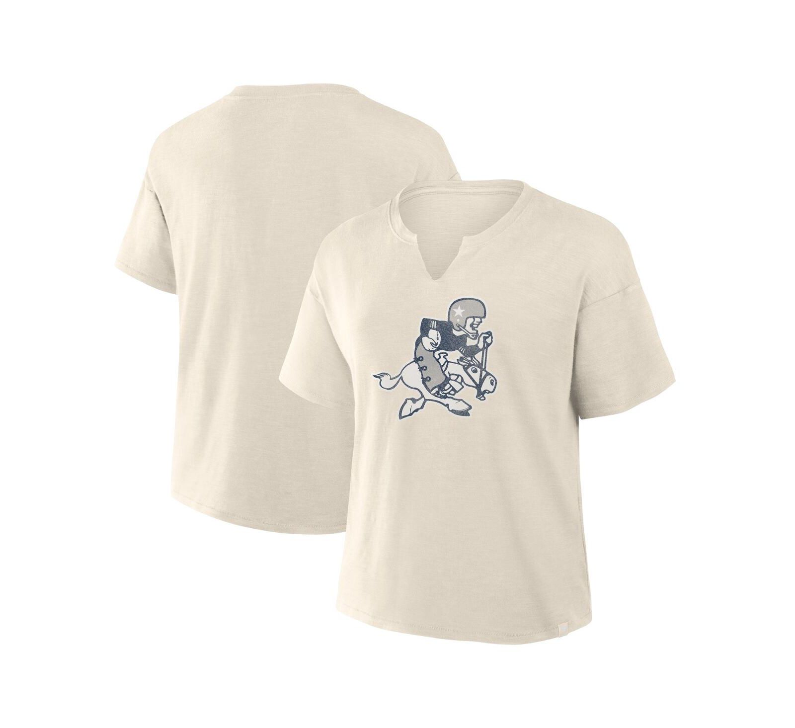Fanatics Women's Cream Dallas Cowboys Trick Play Slub Boxy T-Shirt