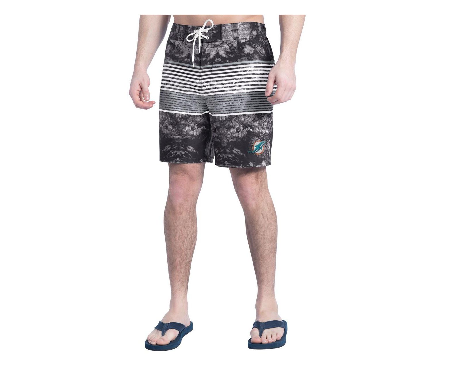 G-III Sports by Carl Banks Men's Black/Gray Miami Dolphins Horizon Volley Swim Shorts