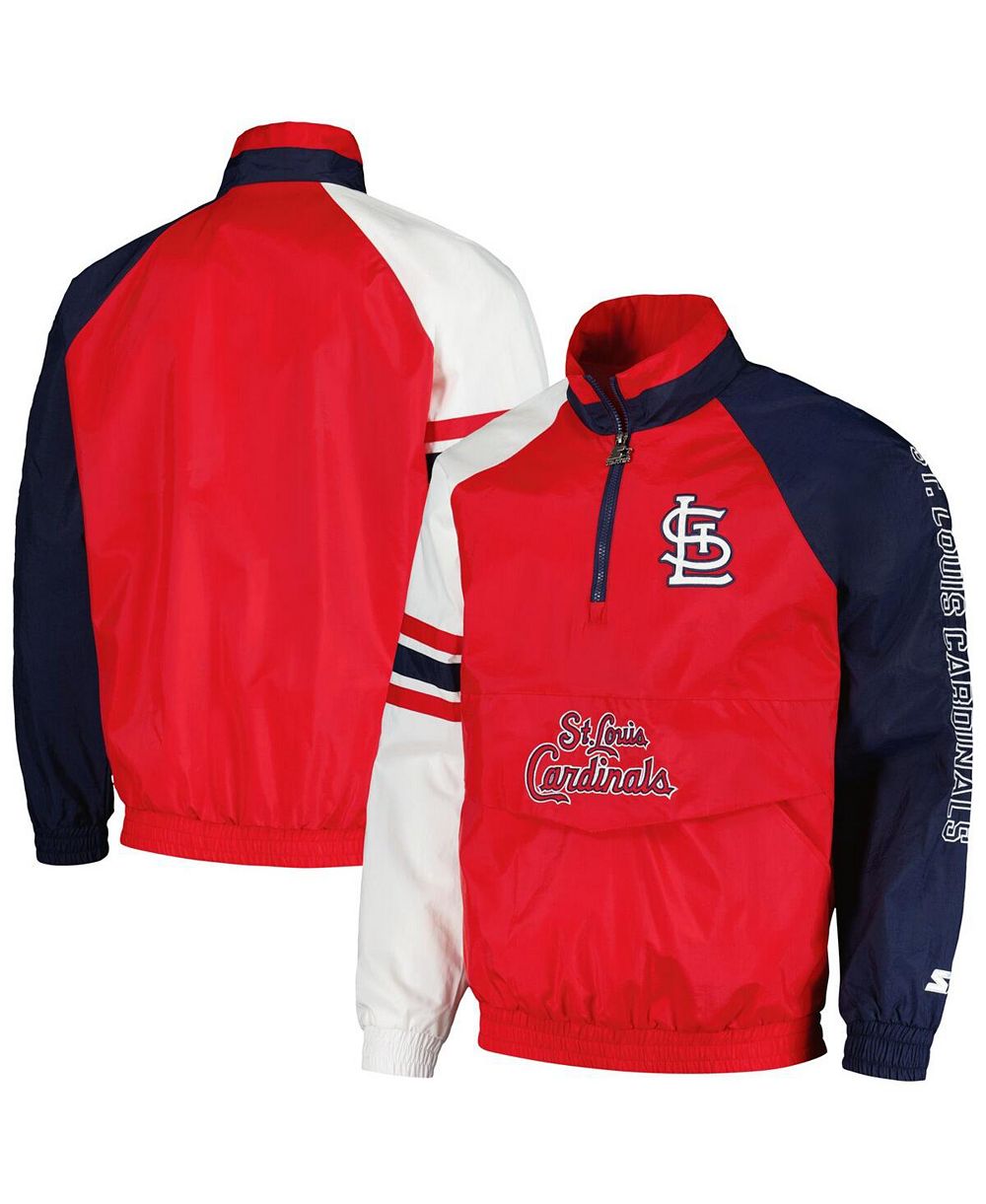 Starter Men's Red/Navy St. Louis Cardinals Elite Raglan Half-Zip Jacket