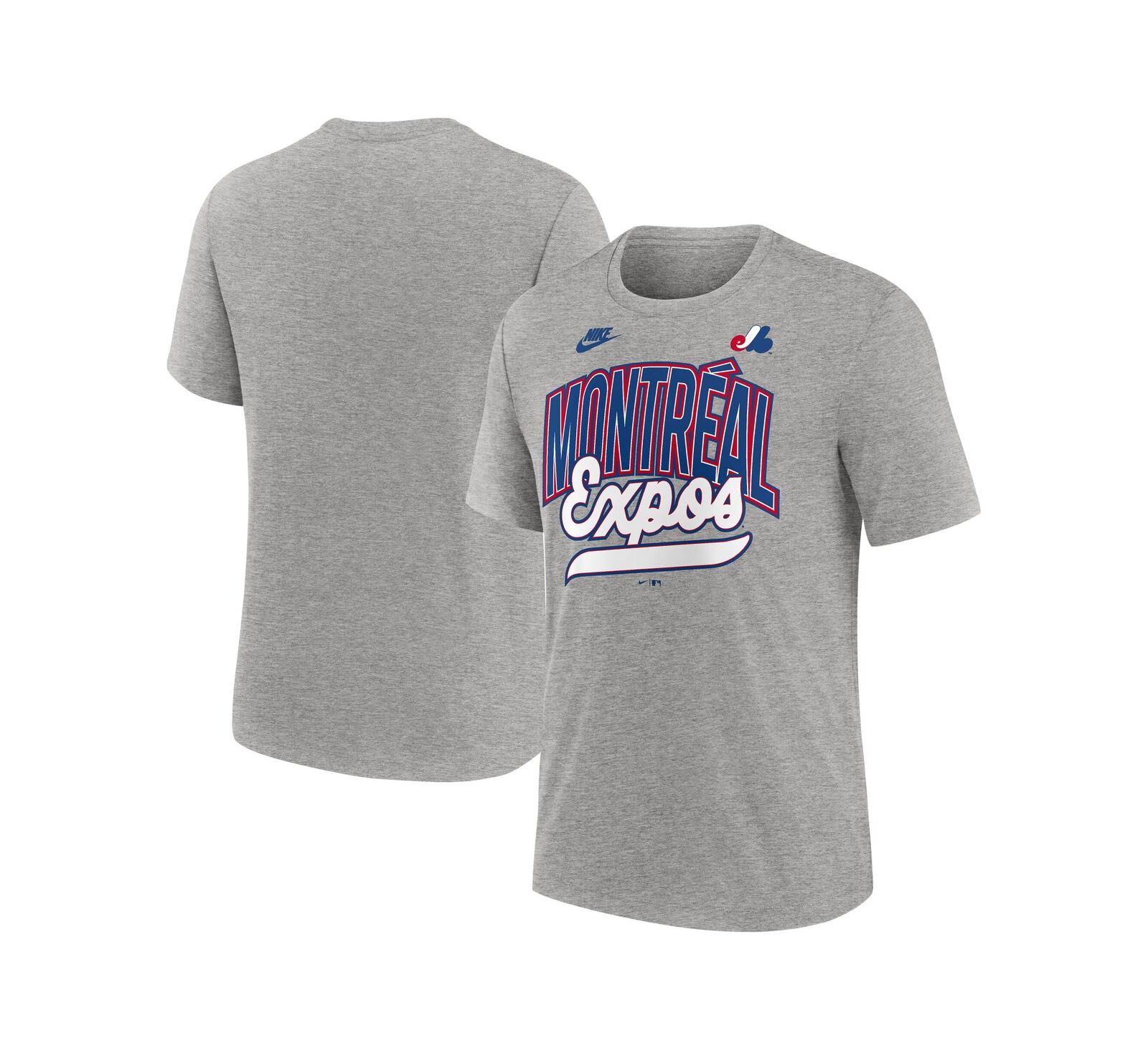 Nike Men's Heather Gray Montreal Expos Cooperstown Collection Retro Tri-Blend T-Shirt