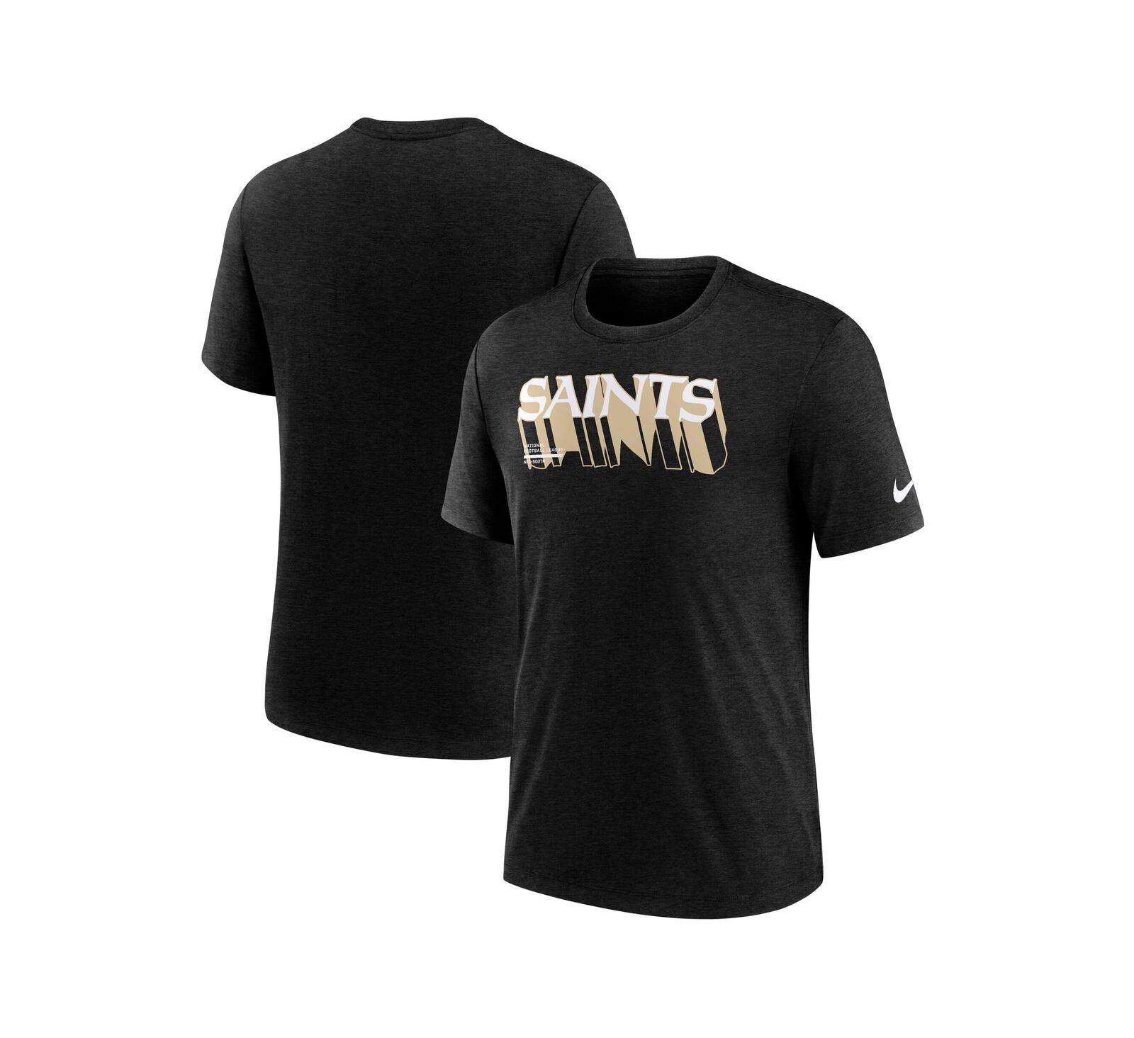 Nike Men's Heather Black New Orleans Saints Long Pass Tri-Blend T-Shirt