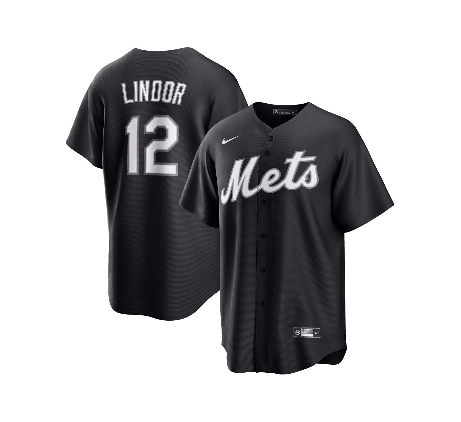 Мужская джерси Nike Francisco Lindor New York Mets Lights Out Replica Black