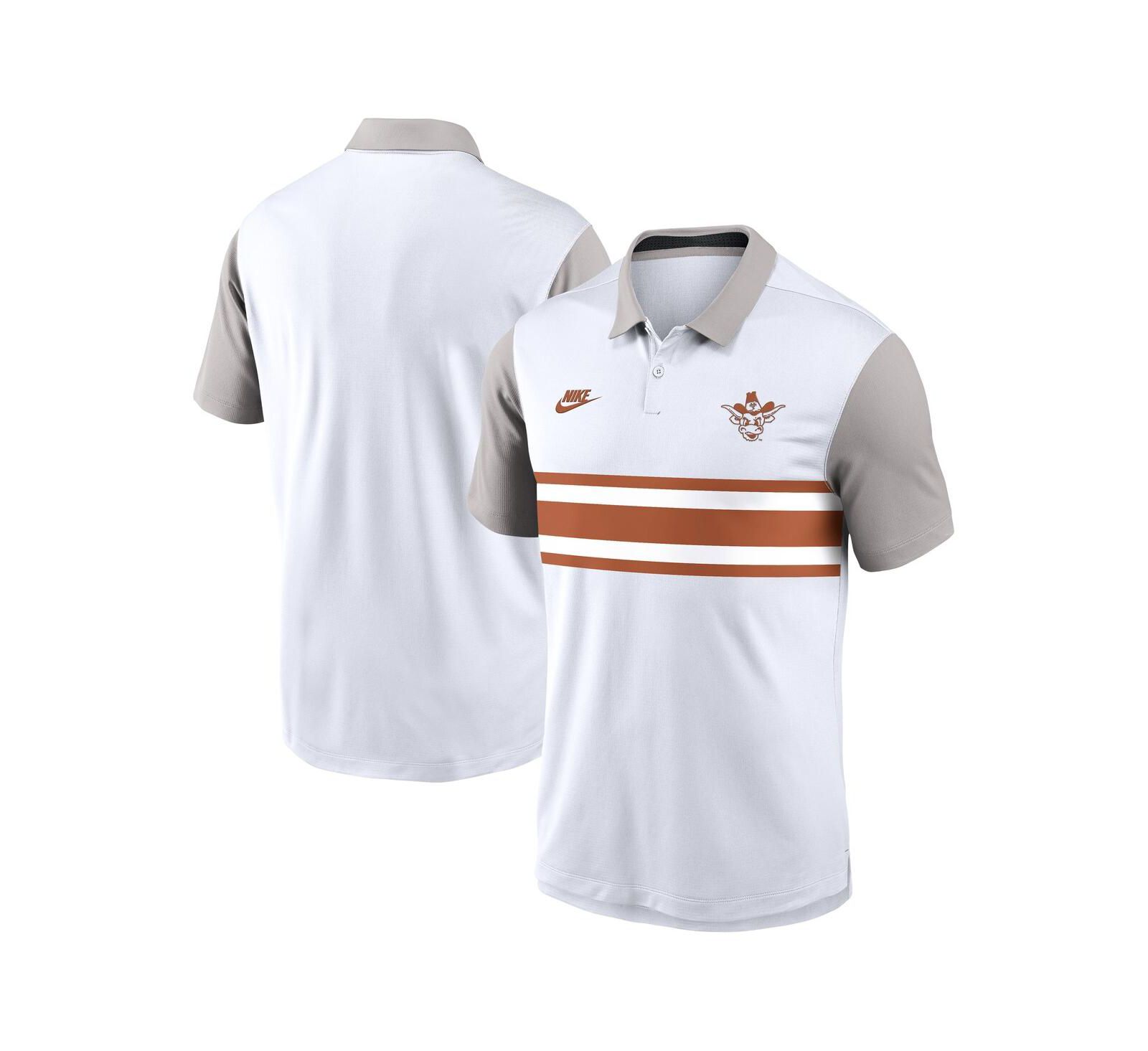 Nike Men's White/Gray Texas Longhorns Athletic Prep Legacy Logo Vapor Performance Polo Shirt
