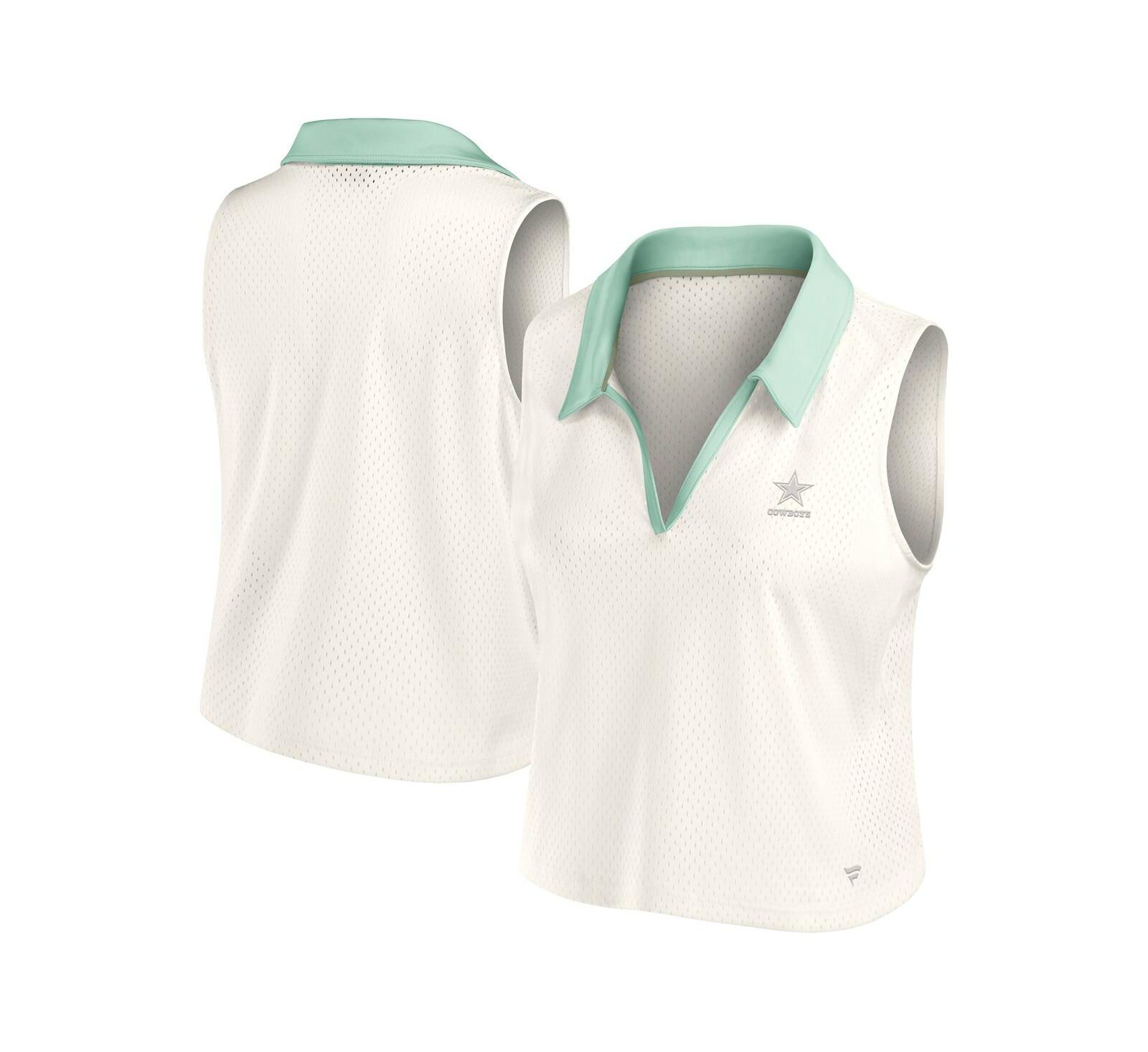Fanatics Women's Cream Dallas Cowboys Studio Wellness V-Neck Tank Top