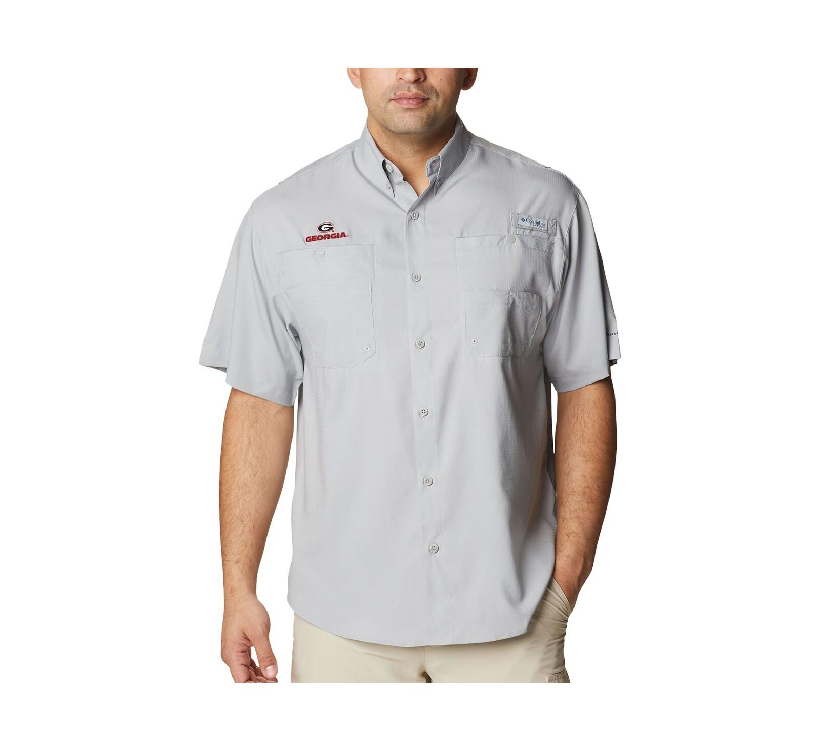 Мужская рубашка Columbia Georgia Bulldogs Big & Tall Collegiate Tamiami Omni-Shade Full-Button