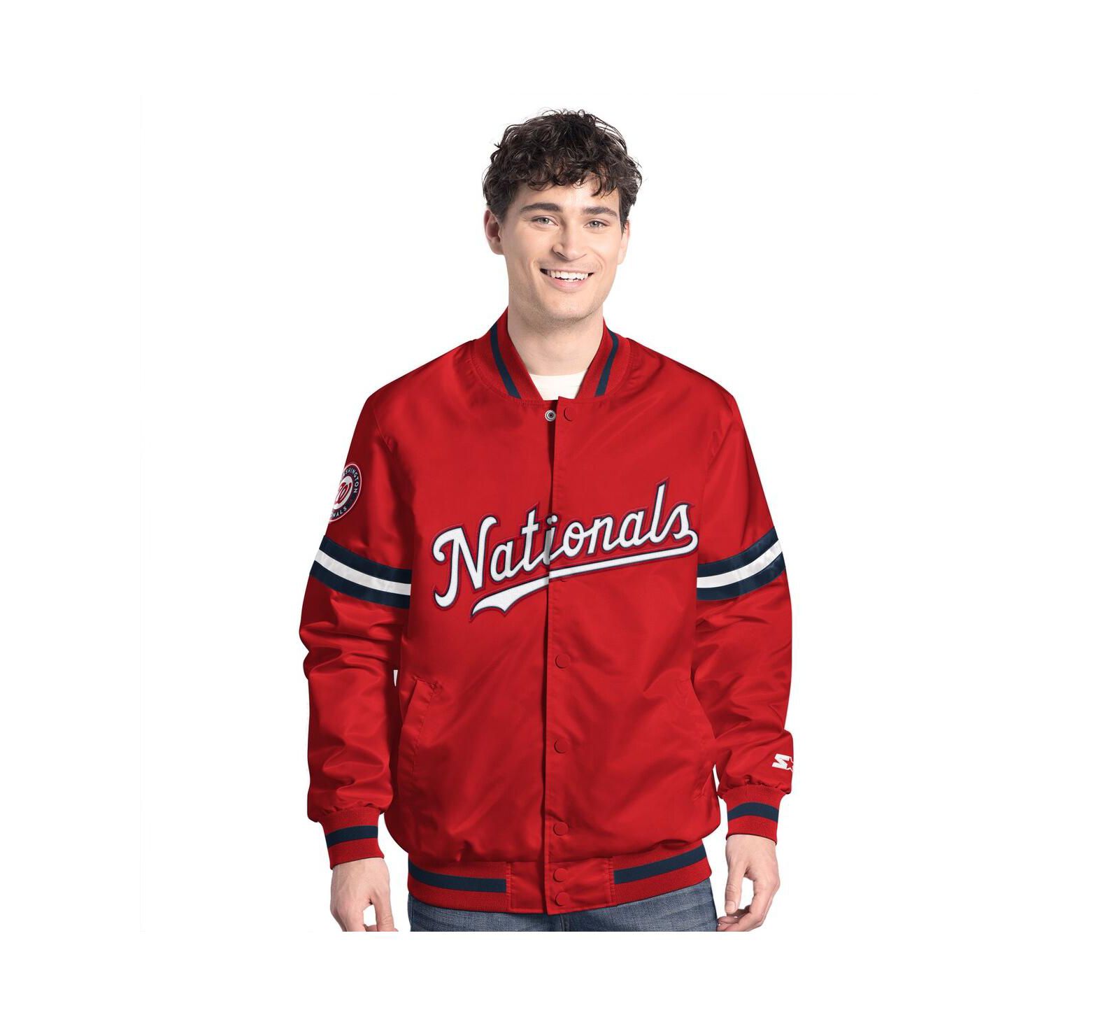 Starter Men's Red Washington Nationals Scout Full-Snap Varsity Jacket