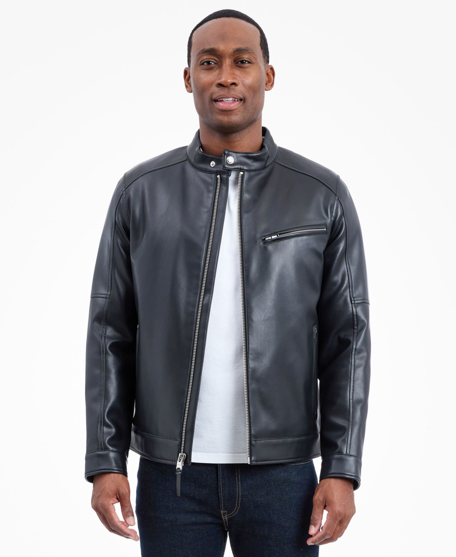 Michael Kors Men's Faux Leather Moto Jacket