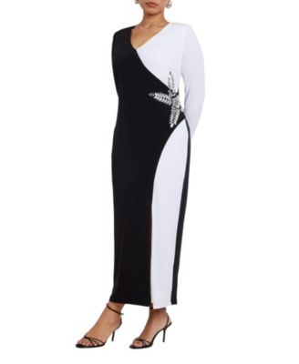 ELOQUII Women's Plus Size Twist Neck Lame Maxi Dress