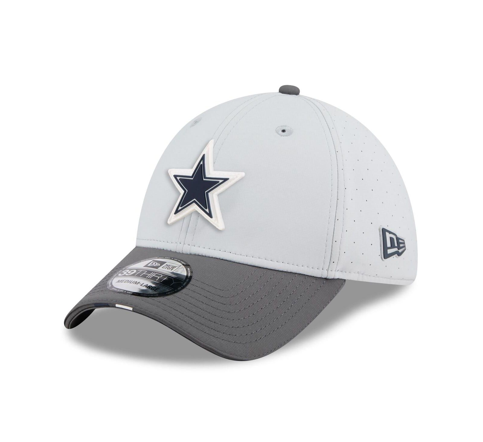 Мужская кепка New Era Gray/Graphite Dallas Cowboys 2025 NFL Training Camp 39THIRTY Flex