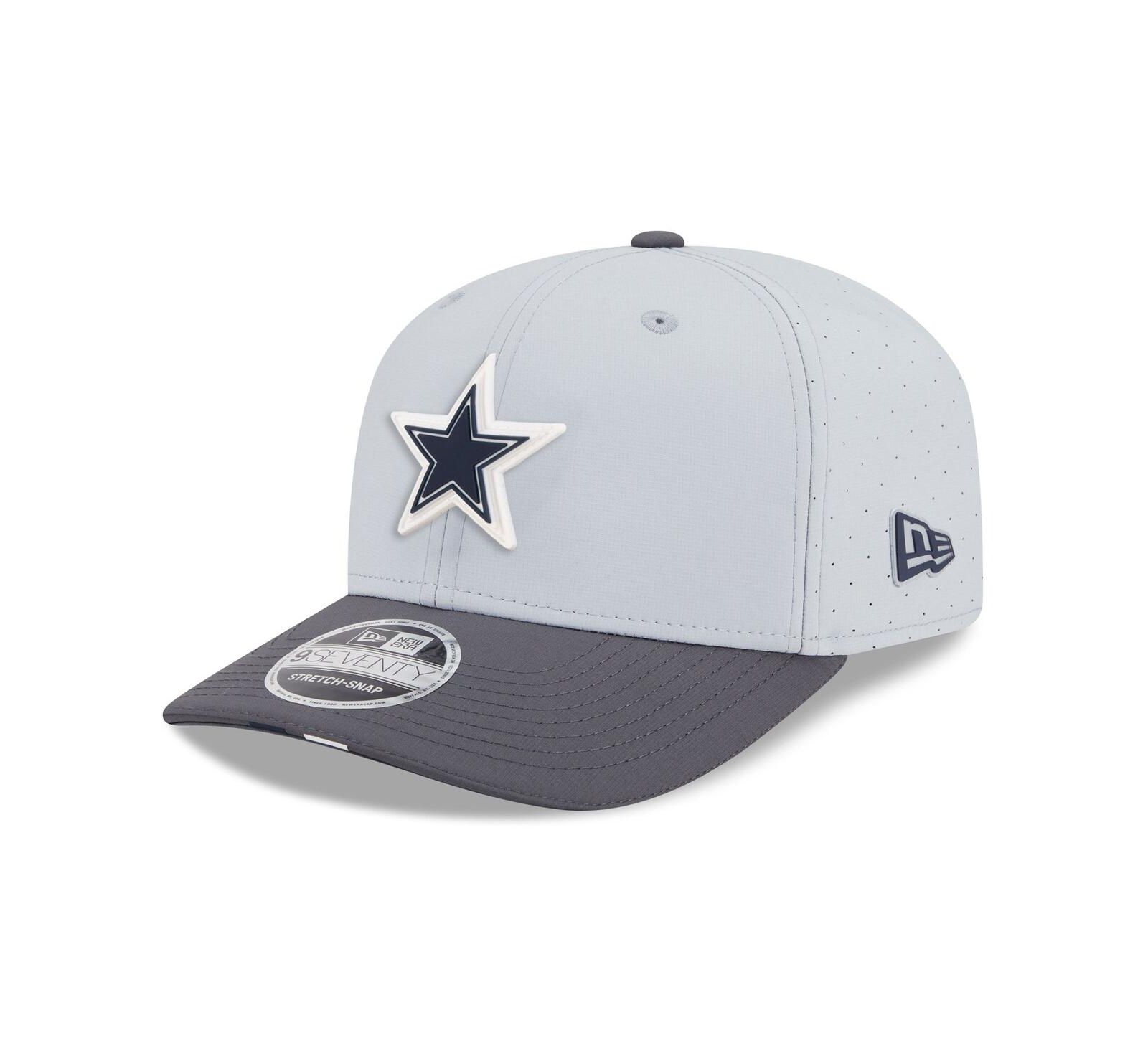 Мужская кепка New Era Gray/Graphite Dallas Cowboys 2025 NFL Training Camp 9SEVENTY Adjustable Hat