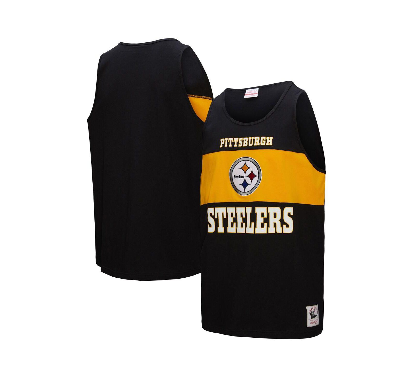 Мужской ретро майка-топ Mitchell & Ness Black Pittsburgh Steelers Color Block