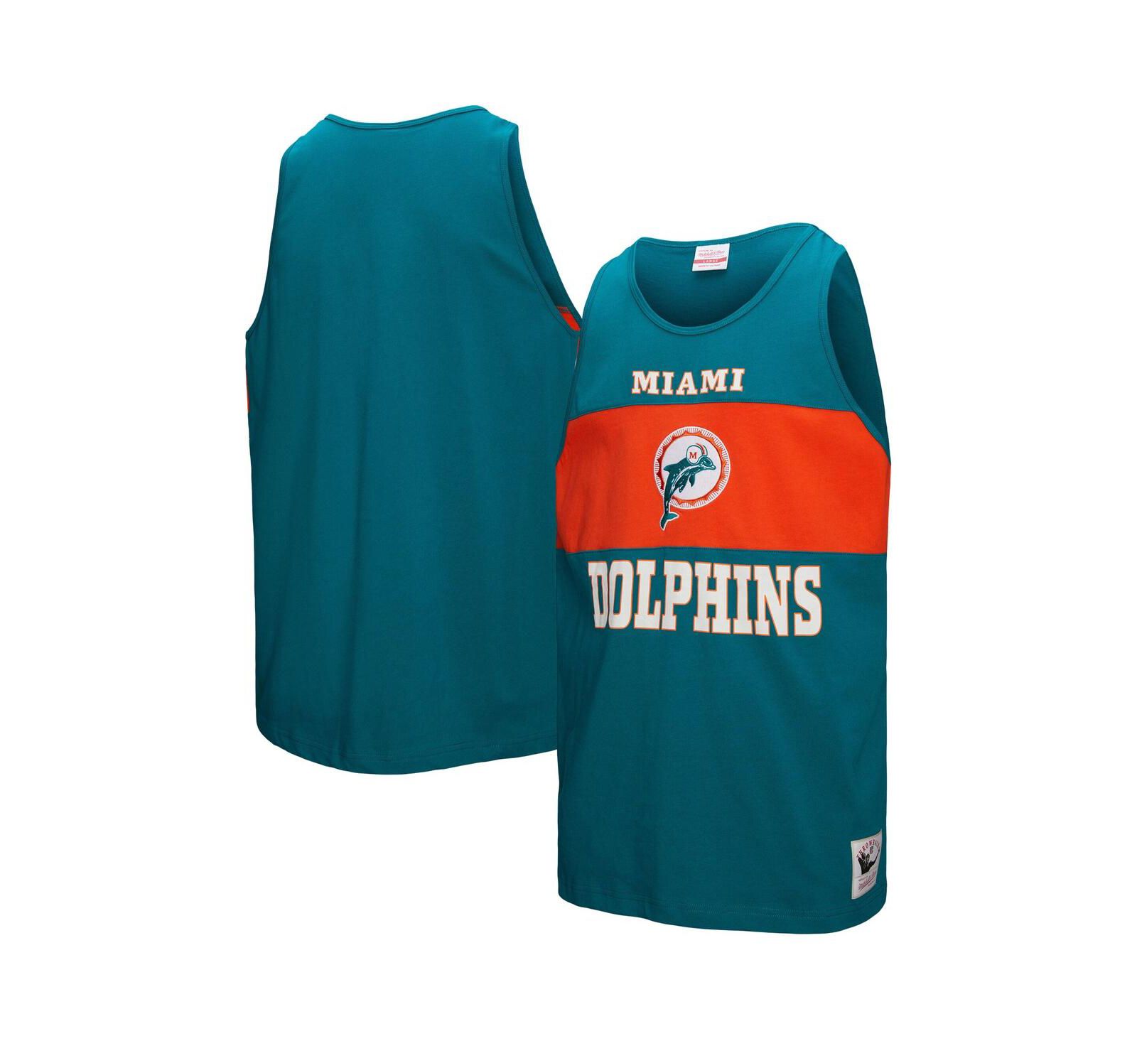 Мужской майка-алкоголь Mitchell & Ness Aqua Miami Dolphins Retro Color Block