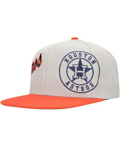 Mitchell & Ness Men's Gray/Orange Houston Astros Knock Out Panel Snapback Hat