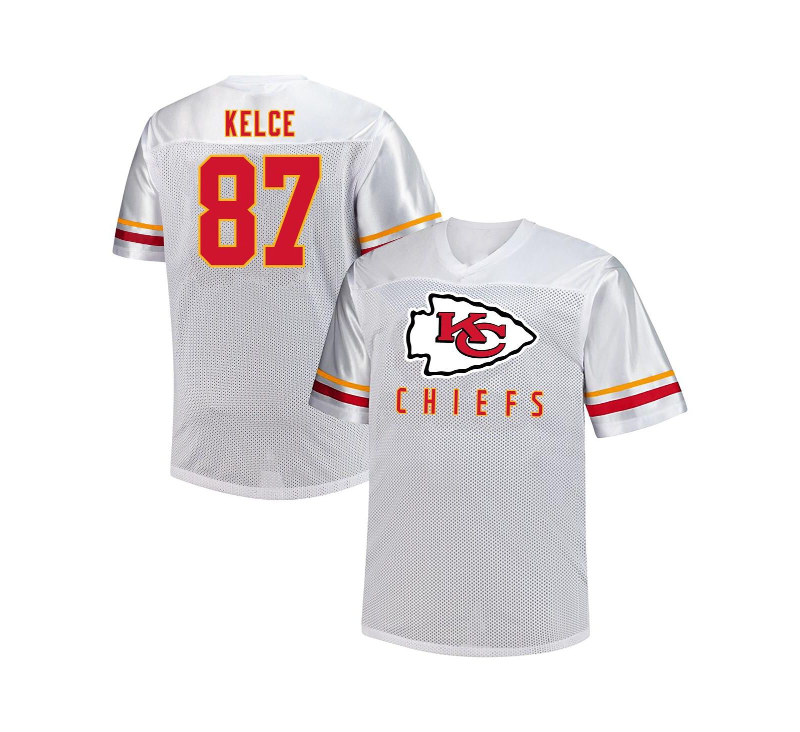 Мужская спортивная джерси Fanatics Travis Kelce Kansas City Chiefs Big & Tall V-Neck, белая