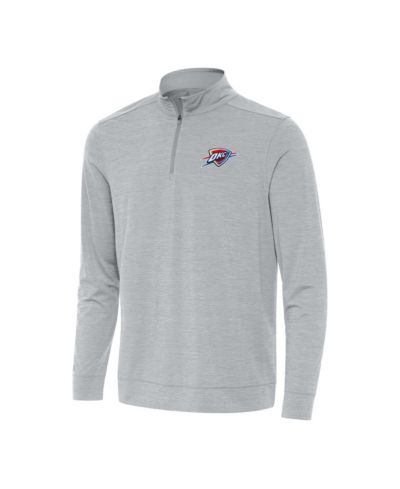 Antigua Мужская футболка с коротким рукавом Quarter-Zip, Heather Gray, Oklahoma City Thunder