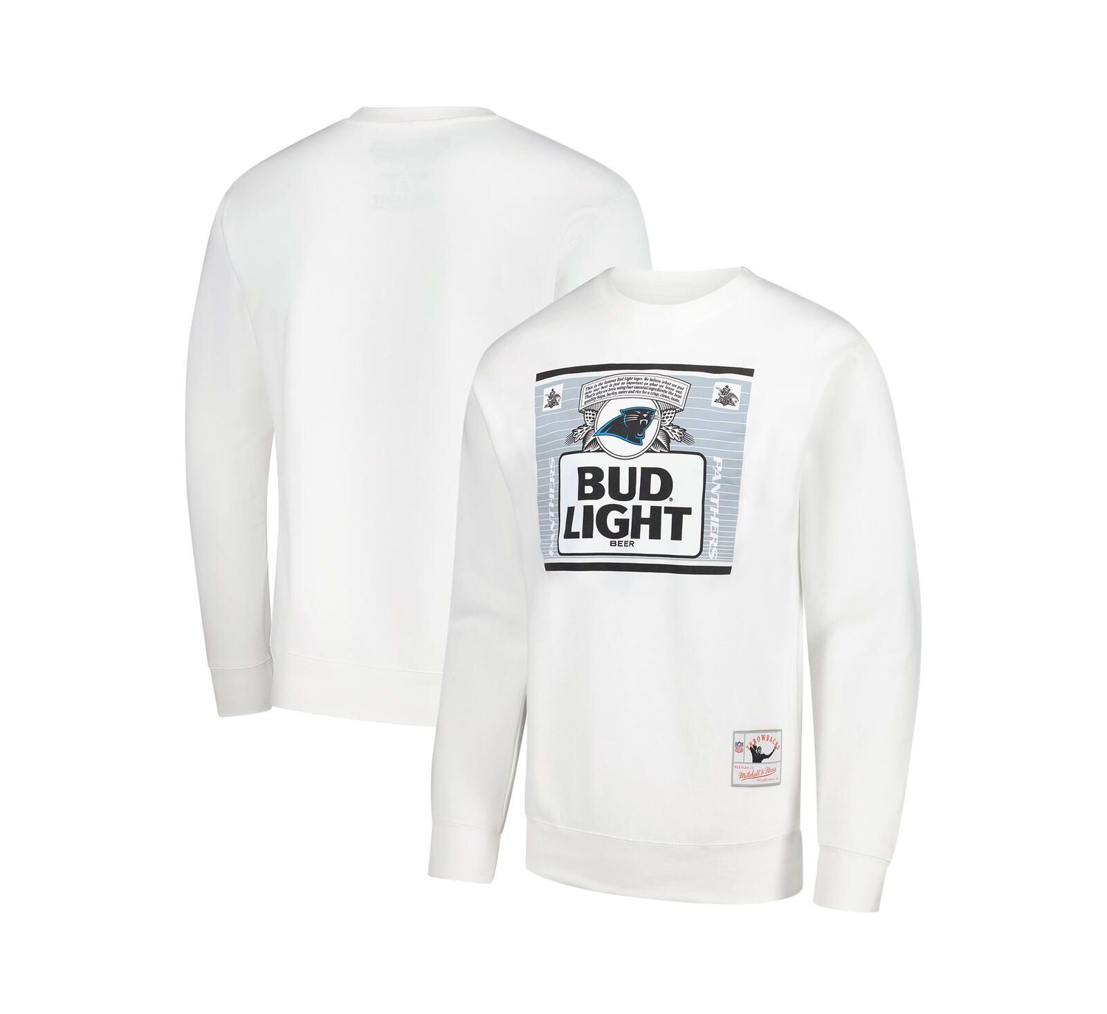 Мужское белое свитшот Mitchell & Ness x Bud Light Carolina Panthers The Crest Pullover