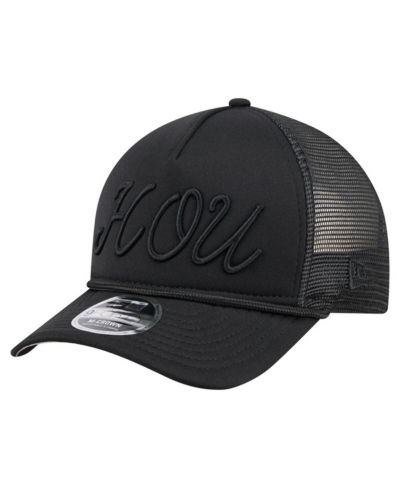 New Era Men's Black Houston Astros City Initial 9FORTY A-Frame M-Crown Adjustable Trucker Hat