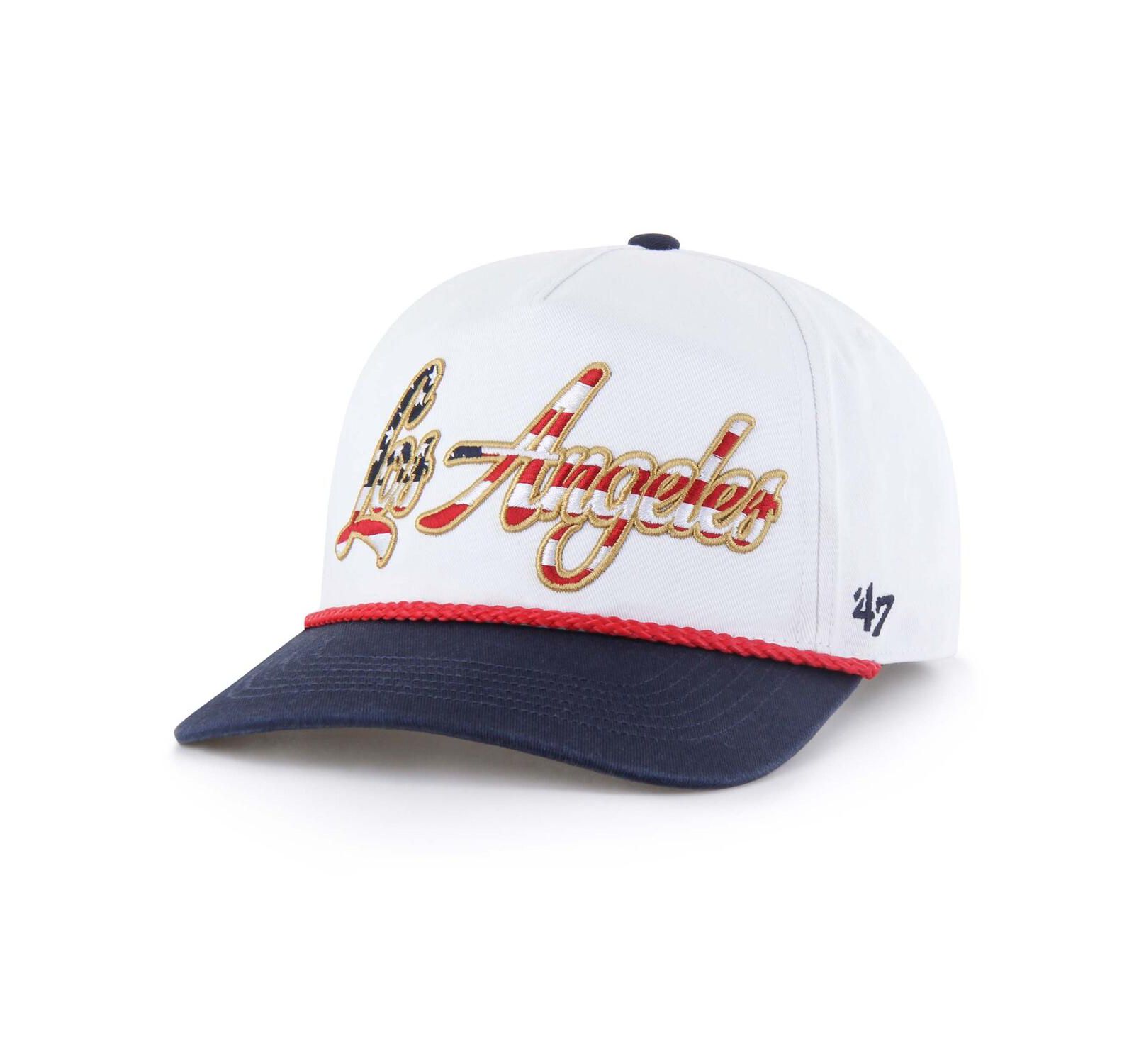 Мужская регулируемая кепка '47 Brand White Los Angeles Dodgers Patriotic Overhand Hitch