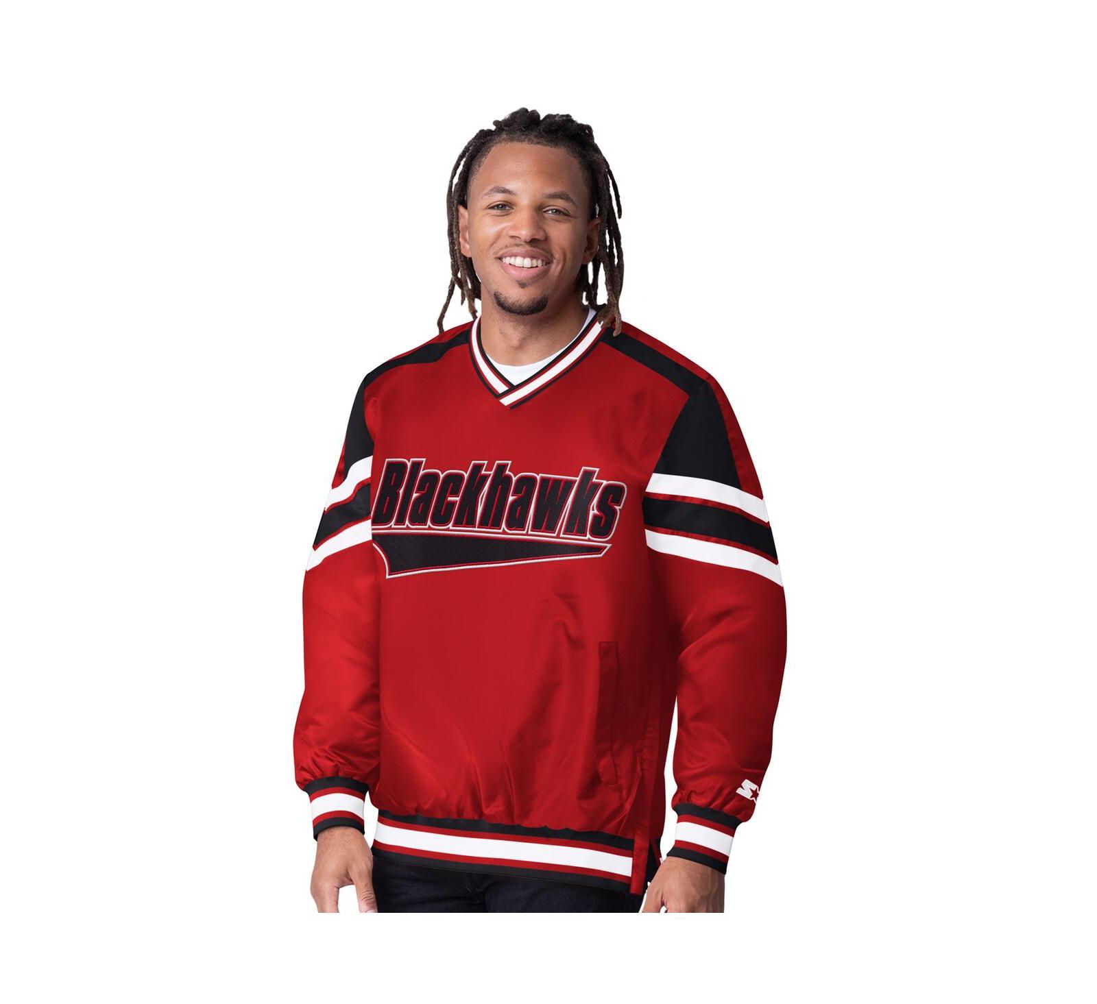 Starter Men's Red Chicago Blackhawks Reliver I V-Neck Pullover Jacket