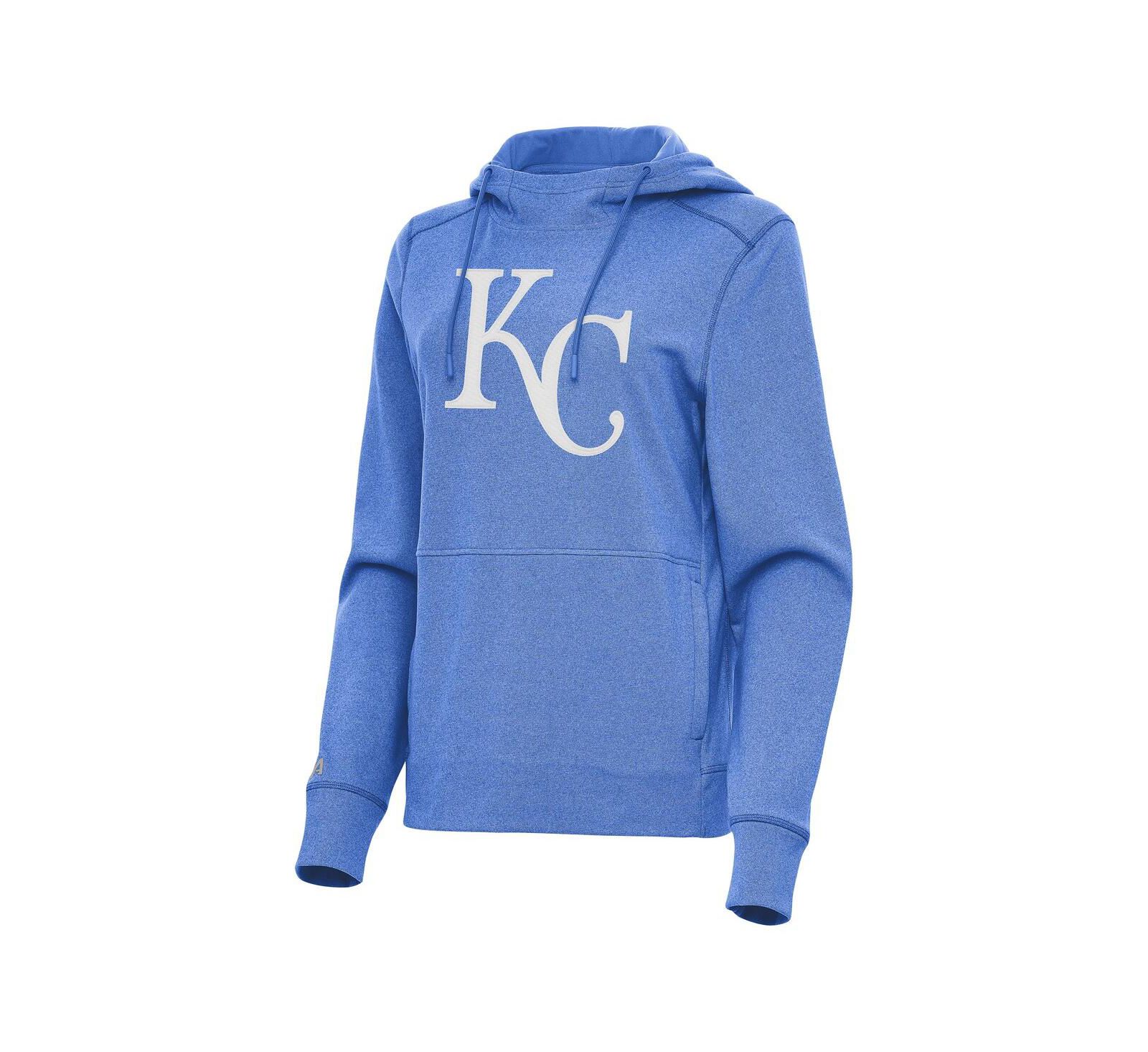 Antigua Women's Heather Light Blue Kansas City Royals Justice Pullover Hoodie