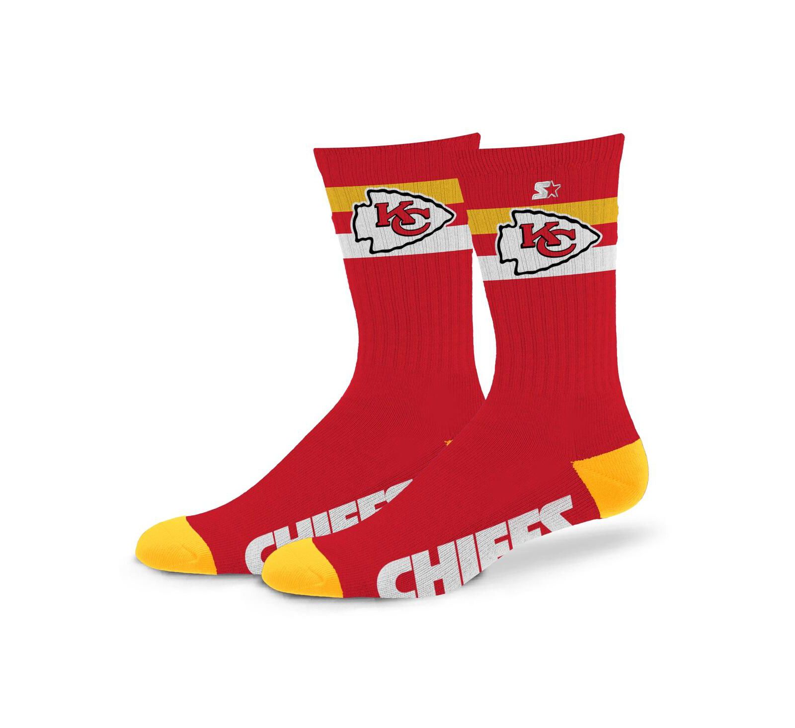 Мужские и женские носки Starter Kansas City Chiefs Team Color Two-Stripe Crew