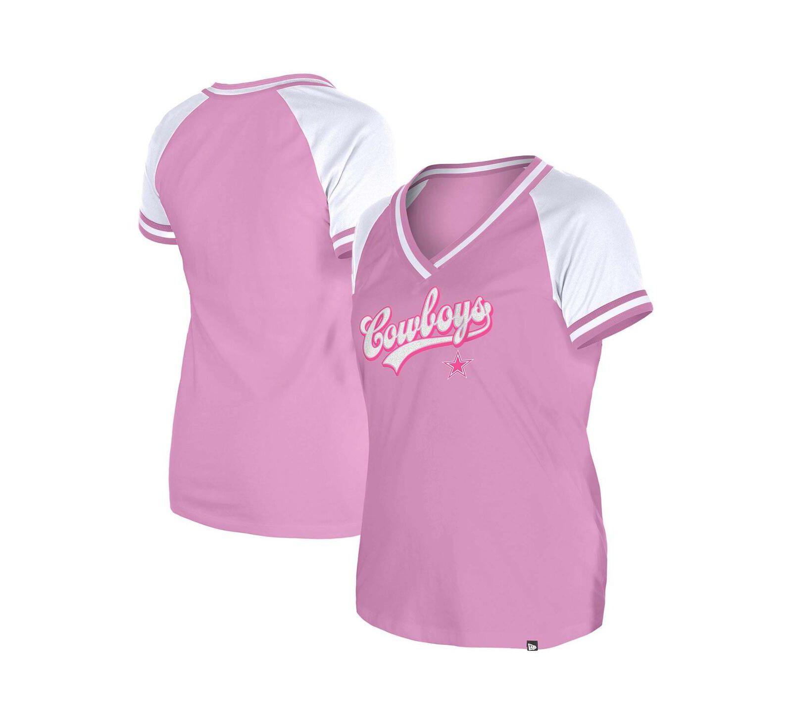 New Era Women's Pink Dallas Cowboys Mommy Me V-Neck T-Shirt