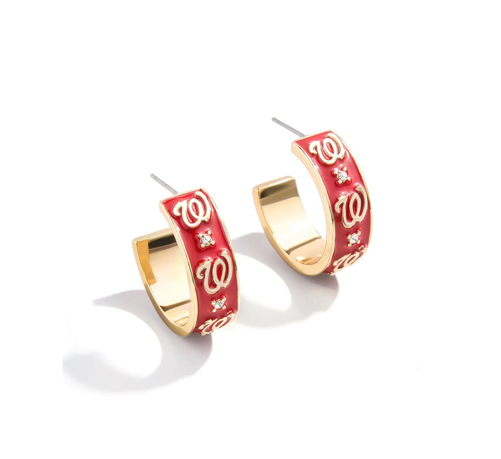Серьги-кольца WEAR by Erin Andrews x BaubleBar Washington Nationals Enamel