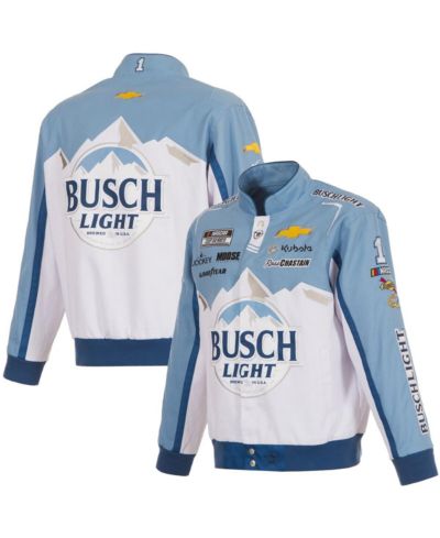 Мужская куртка JH Design Ross Chastain Busch Light White/Light Blue Full-Snap Twill Uniform