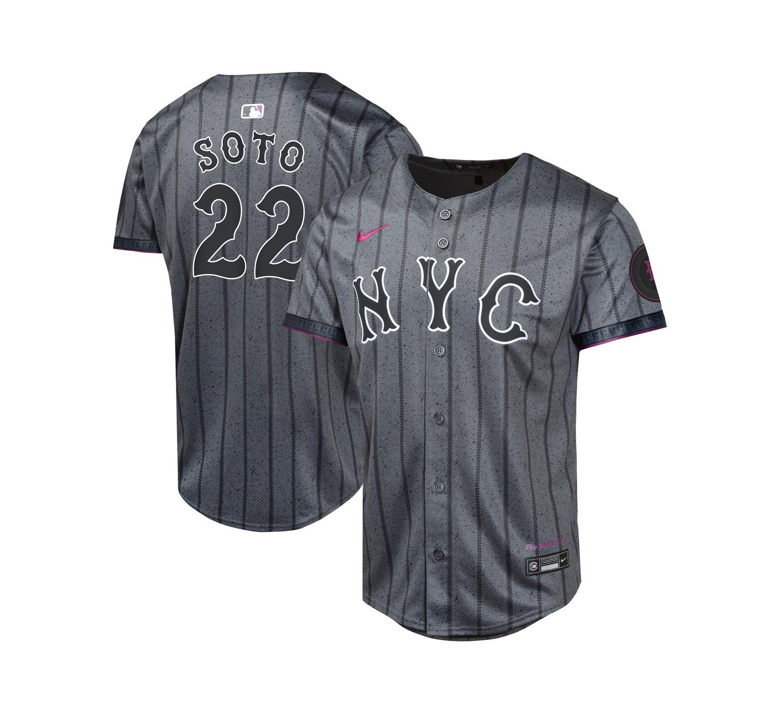 Детская джерси Nike Juan Soto Gray New York Mets City Connect Limited для мальчиков и девочек