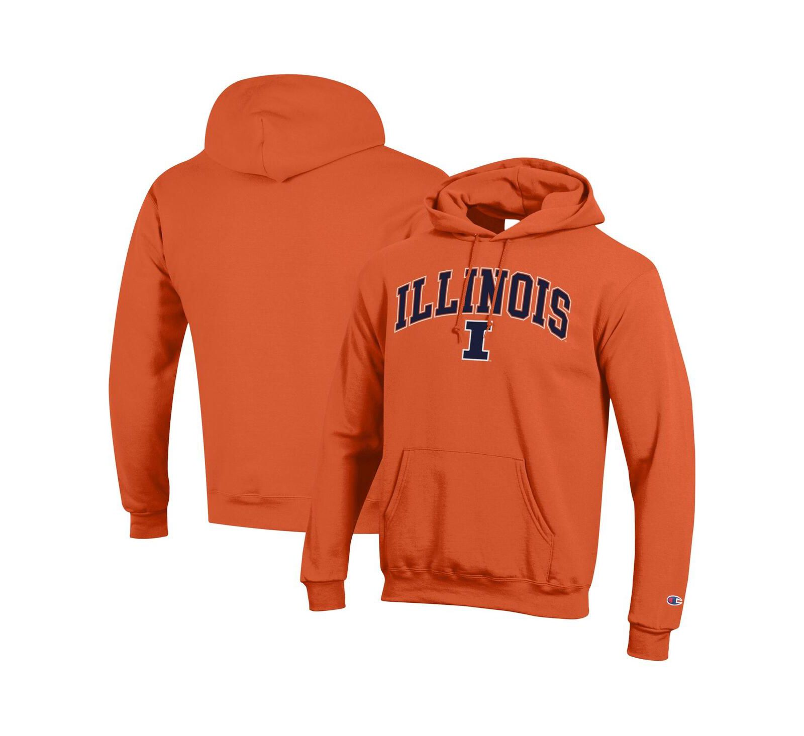 Champion Men's Orange Illinois Fighting Illini Arched Logo Fleece Pullover Hoodie