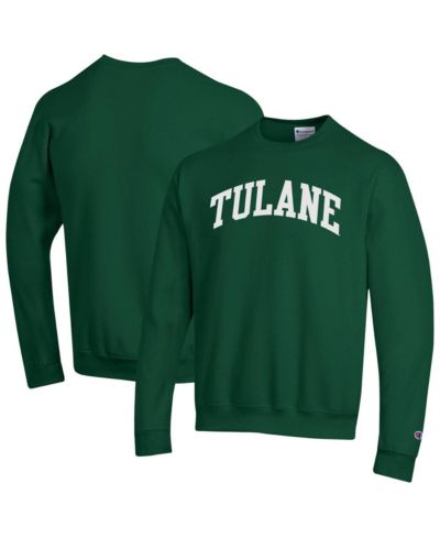 Champion Men's Green Tulane Green Wave Basic Arch Fleece Pullover Sweatshirt