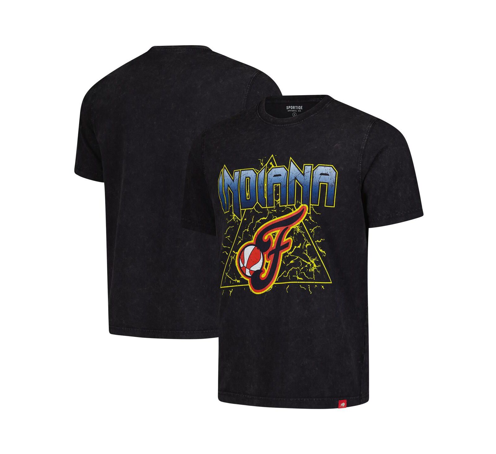 Sportiqe Men's and Women's Black Indiana Fever Rock Roll Collection Angus Mineral Wash T-Shirt