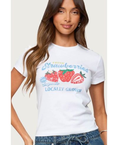 Женская футболка Edikted с принтом Fresh Strawberries