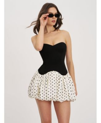 Miss Circle Women's Dahliana Polka Dot Bubble Hem Corset Mini Dress