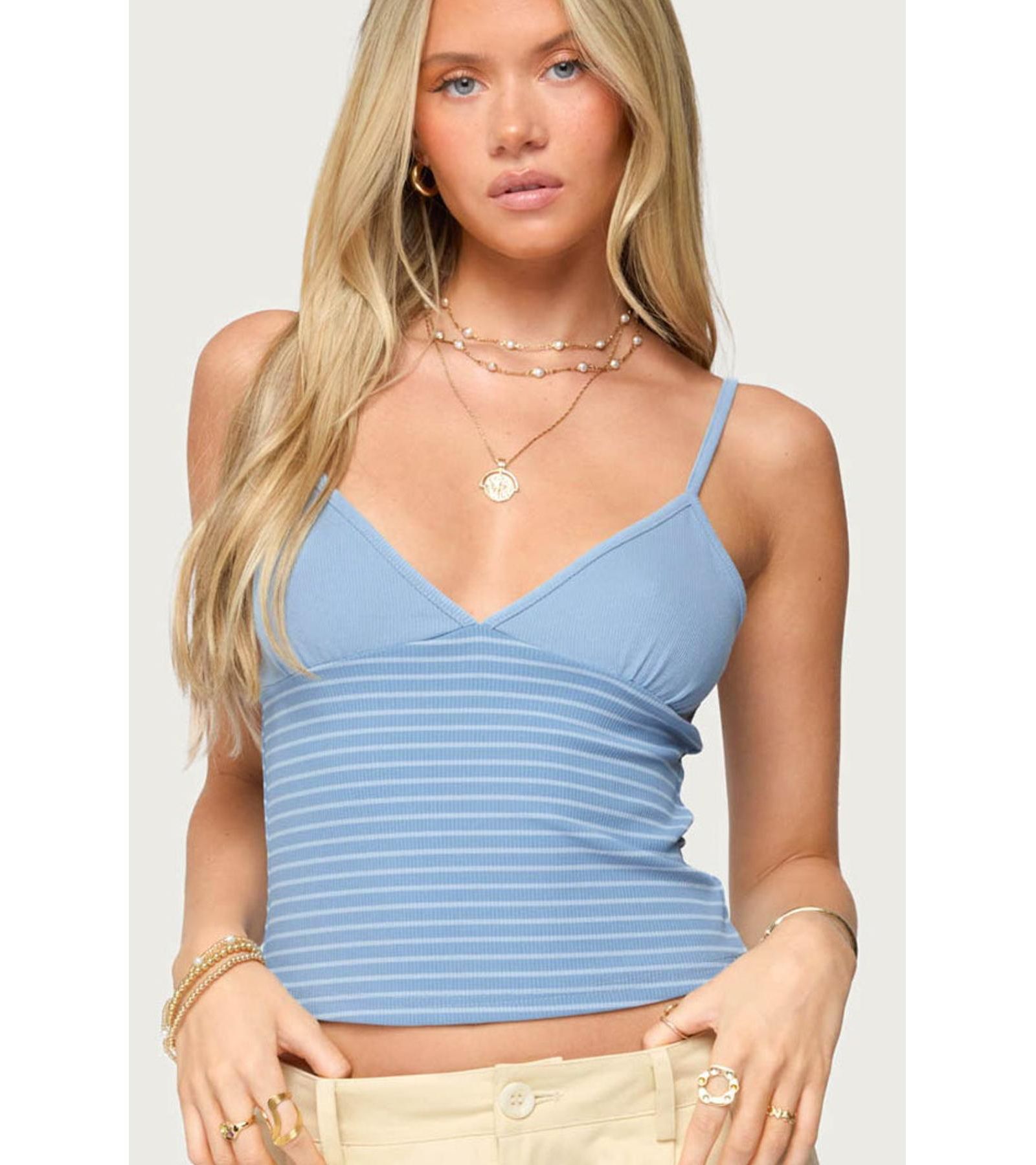 Женский топ Edikted Hemsley Striped Ribbed Tank Top