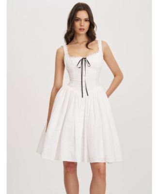 Miss Circle Women's Madison Cotton Eyelet Square Neck Dress