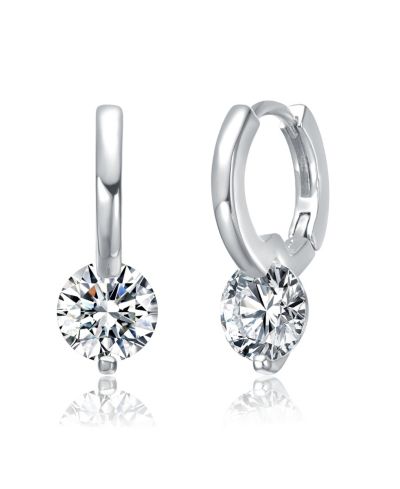 Женские серьги-кольца Genevive Women's Exquisite Sterling Cubic Zirconia Hoop Drop