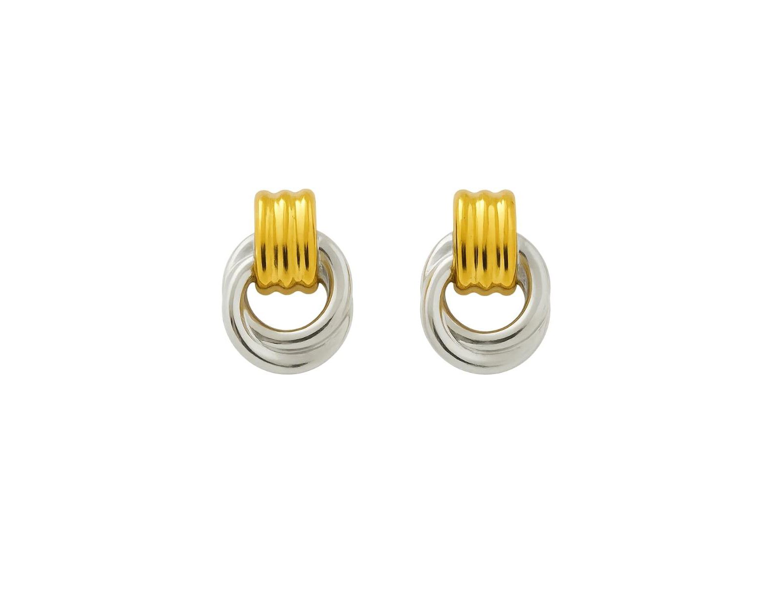 Luna Link Mixed Metal Two-Tone Earrings
