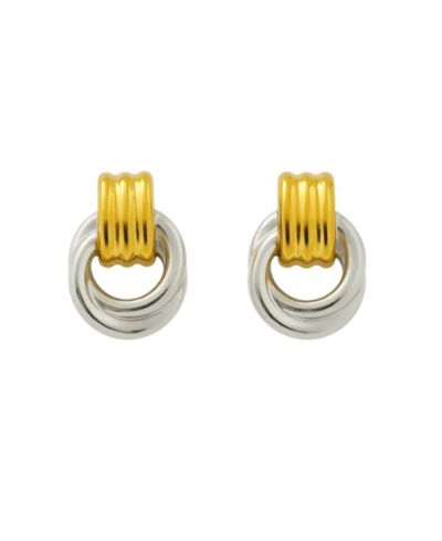Luna Link Mixed Metal Two-Tone Earrings