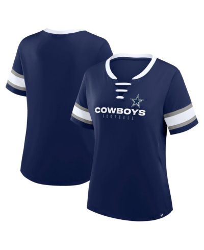 Fanatics Women's Navy Dallas Cowboys Redzone Draw Play Athena Lace-Up T-Shirt