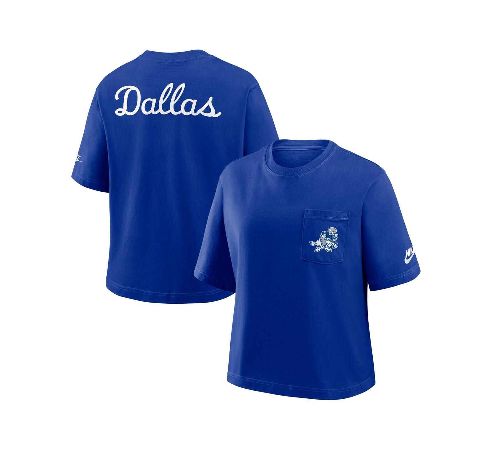 Nike Women's Navy Dallas Cowboys Rewind Pocket Boxy T-Shirt