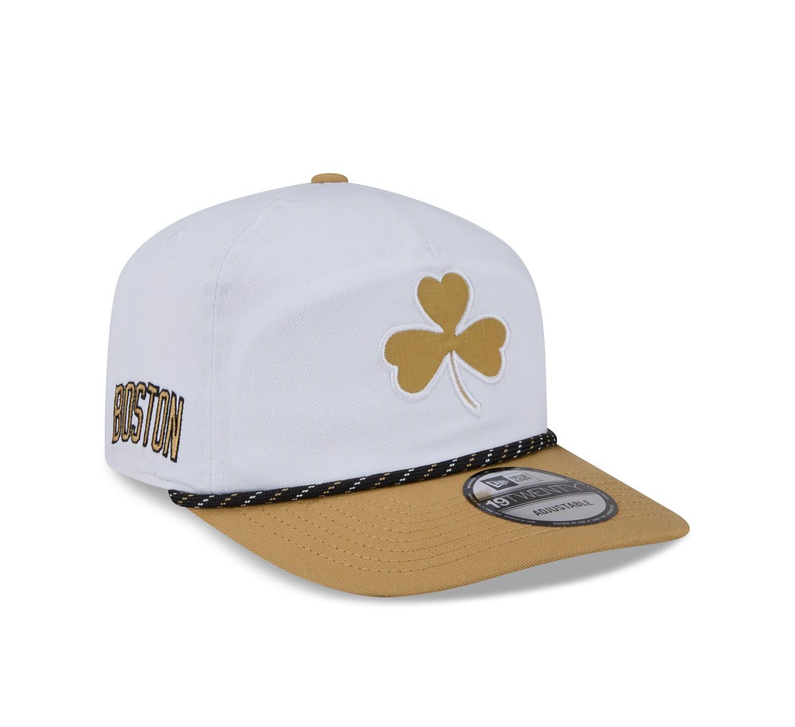 Мужская регулируемая кепка New Era White/Gold Boston Celtics 2025/26 City Edition 19TWENTY