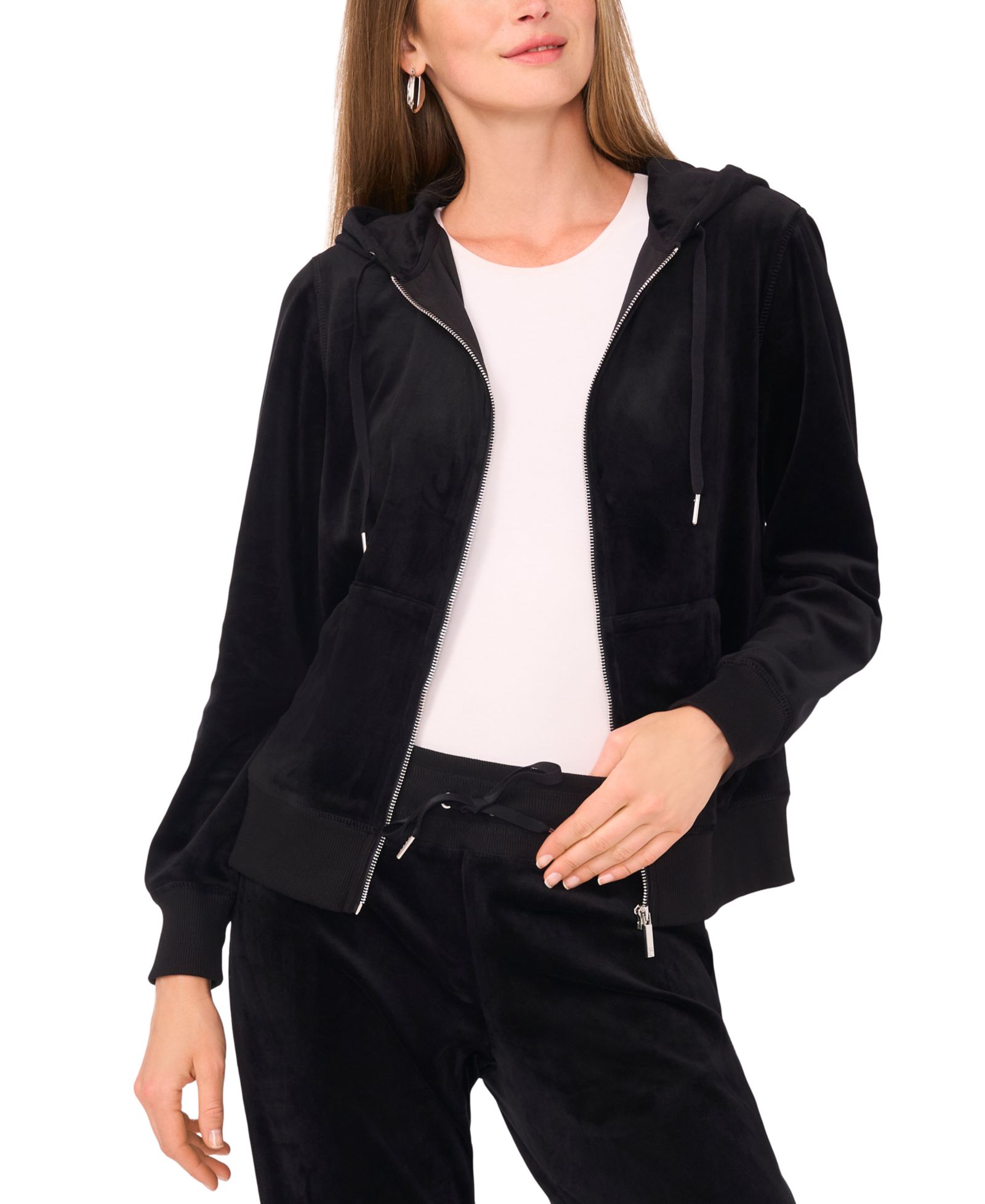 Vince Camuto Women's Velour Zip-Front Hoodie Jacket