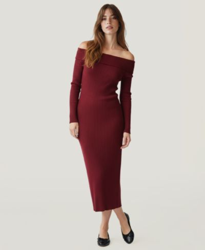 Soft by Naadam Women's Cashmino Off The Shoulder Sweater Dress