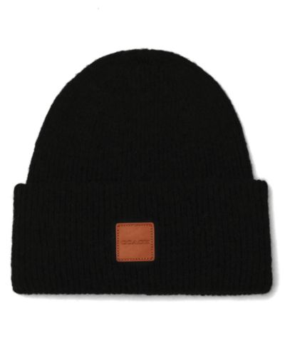 COACH Мужская шапка Bean Hat с кожаной нашивкой