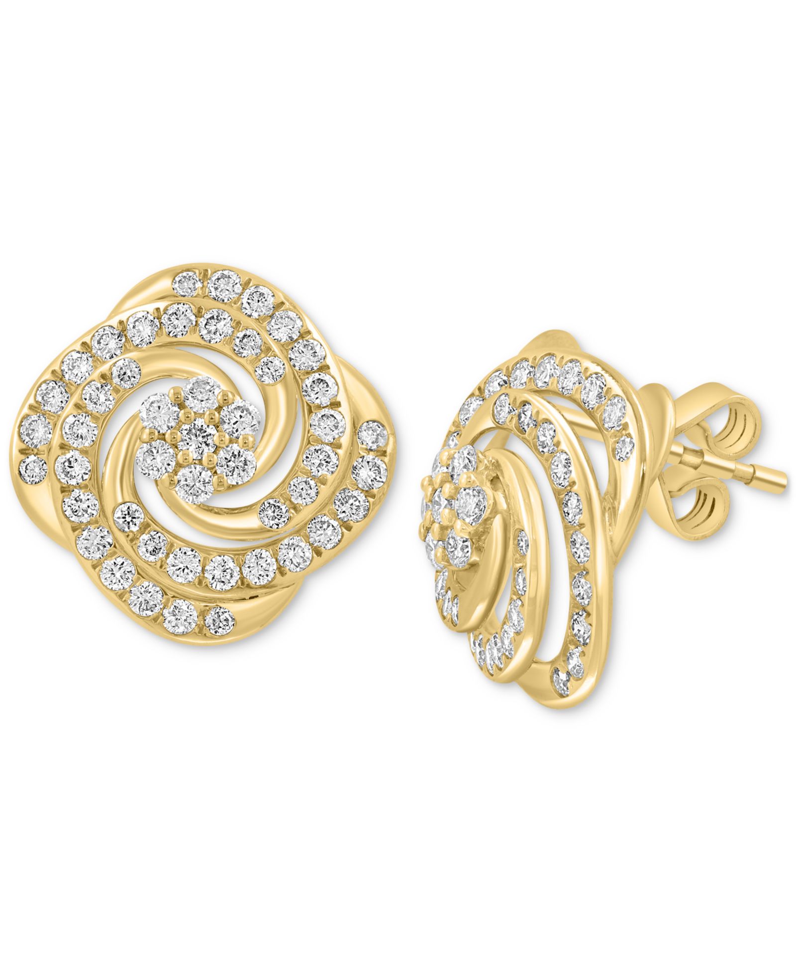 EFFY® Серьги-гвоздики Diamond Love Knot в 14k золоте (7/8 ct. t.w.)