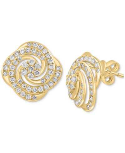 EFFY® Diamond Love Knot Stud Earrings (7/8 ct. t.w.) in 14k Gold